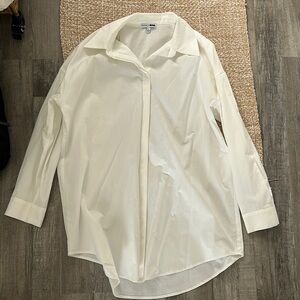 Fashion Nova Off-White Collared Shirt Dress